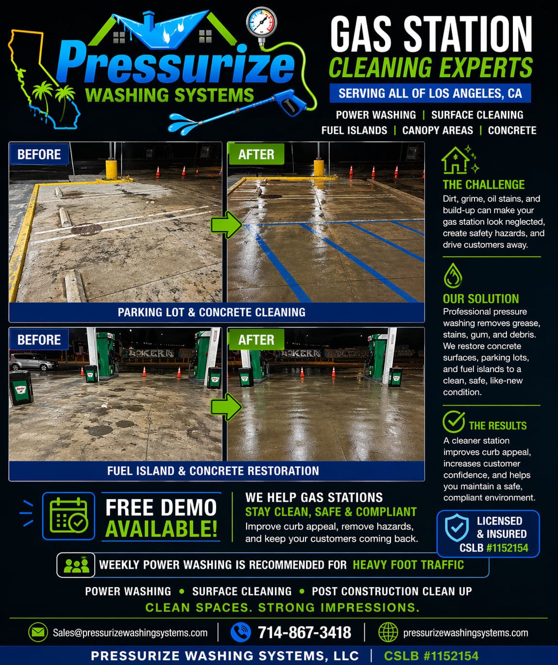 Gas Station Power Washing at Sinclair Dino Mart in Los Angeles image