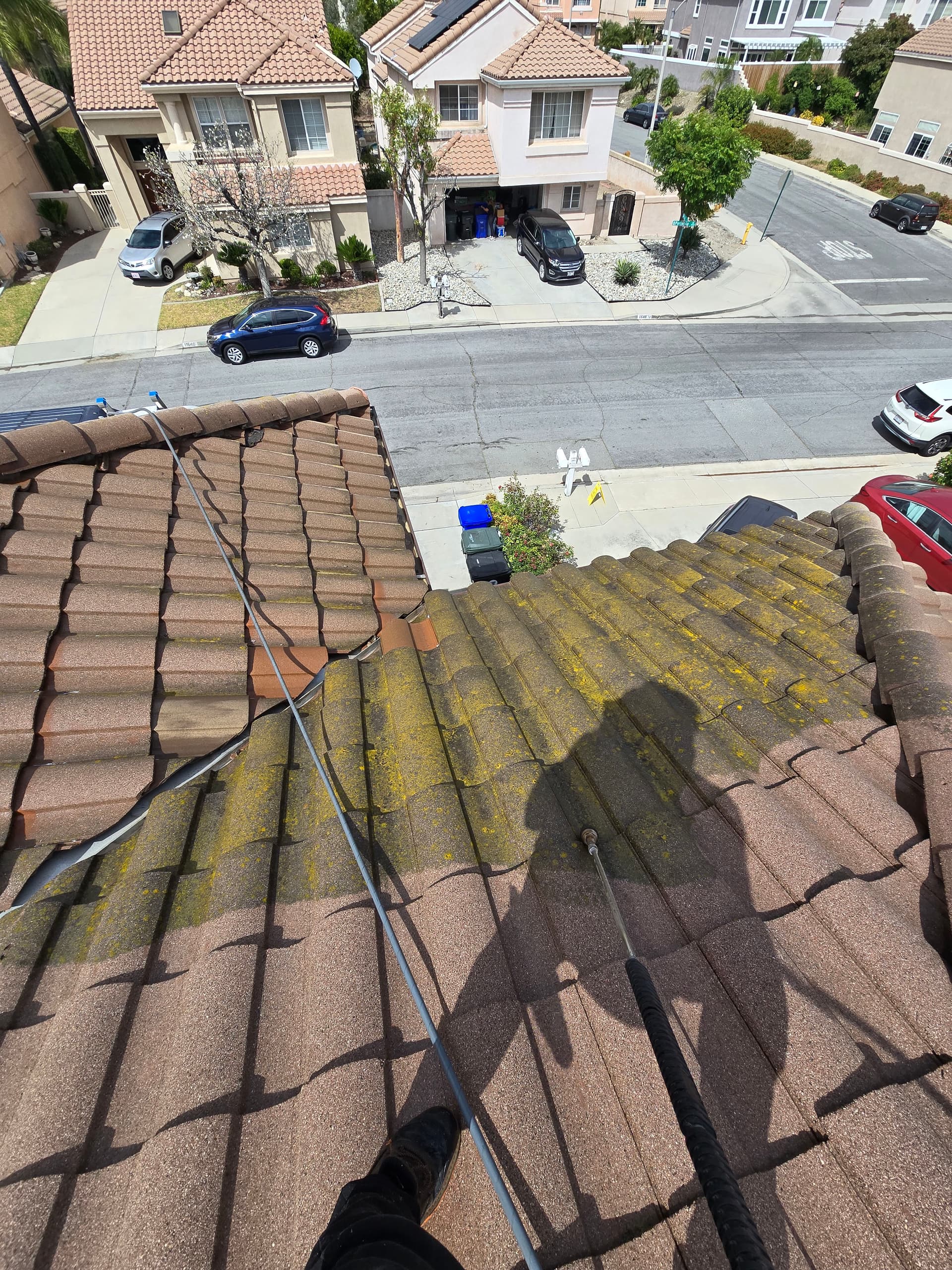 Gallery photos for Roof Tile Cleaning in Corona California - Before and After: Image #1